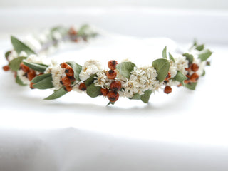 haarkranz beeren hagebutten eukalyptus trockenblumen hochzeit herbst
