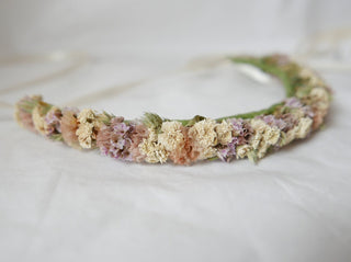 haarkranz trockenblumen apricot gräser