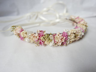 haarkranz bio rosa weiß hochzeit trockenblumen