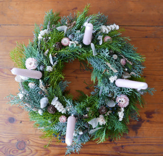 Bio-Adventskranz, slowflowers-Adventskranz, trockenblumen, rosa, leipzig, schmuckkörbchen