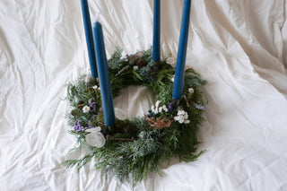 Adventskranz 'Petrol' (Bio-Pflanzen)