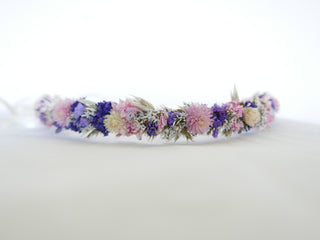 Haarkranz rosa pink lila sommer trockenblumen
