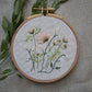 Floral embroidery 'Cosmea & Clematis'