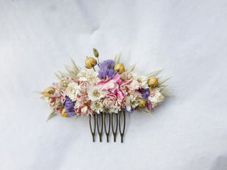 haarkamm trockenblumen rosa hochzeit